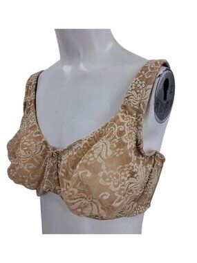 Torrid Full Coverage Lace Underwire Unlined Bra Size 38DDD Beige Sheer